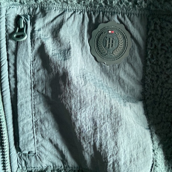Tommy Hilfigure teal fuzzy zip up - Picture 2 of 3